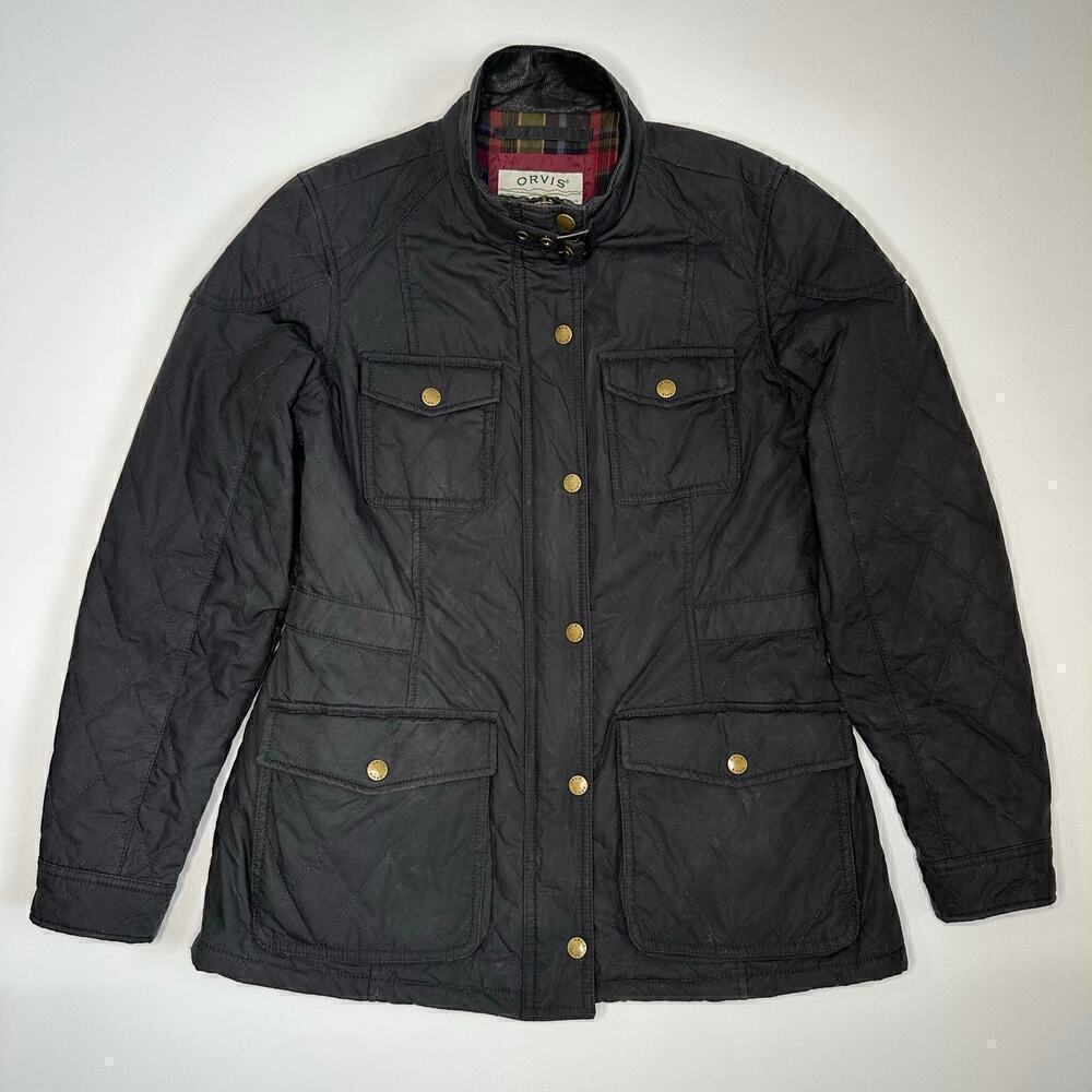 Orvis Black Quilted Zip / Snap Front Jacket